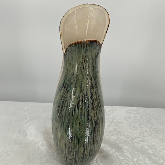 Abstract Green & Cream Ceramic Vase - Picture 2 of 9